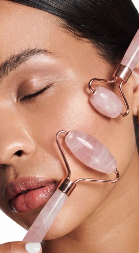 Hand & Stone facial treatment with rose quartz rollers