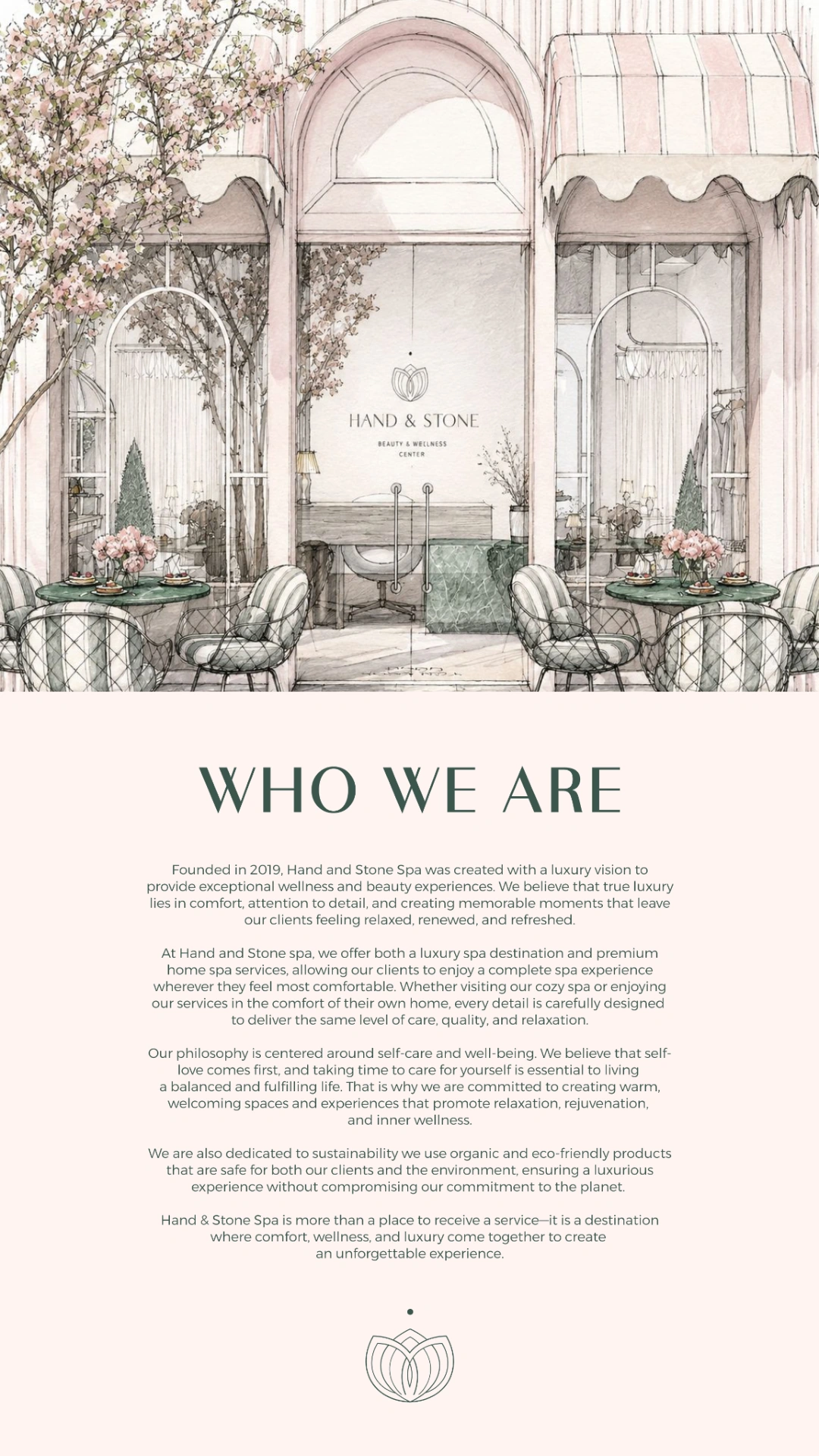 Hand & Stone mobile menu page 1 of 11